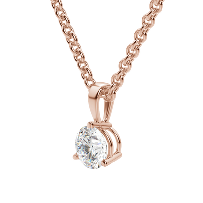 0.25 CT- 0.75 CT Round Solitaire CVD F/VS Diamond Necklace 18