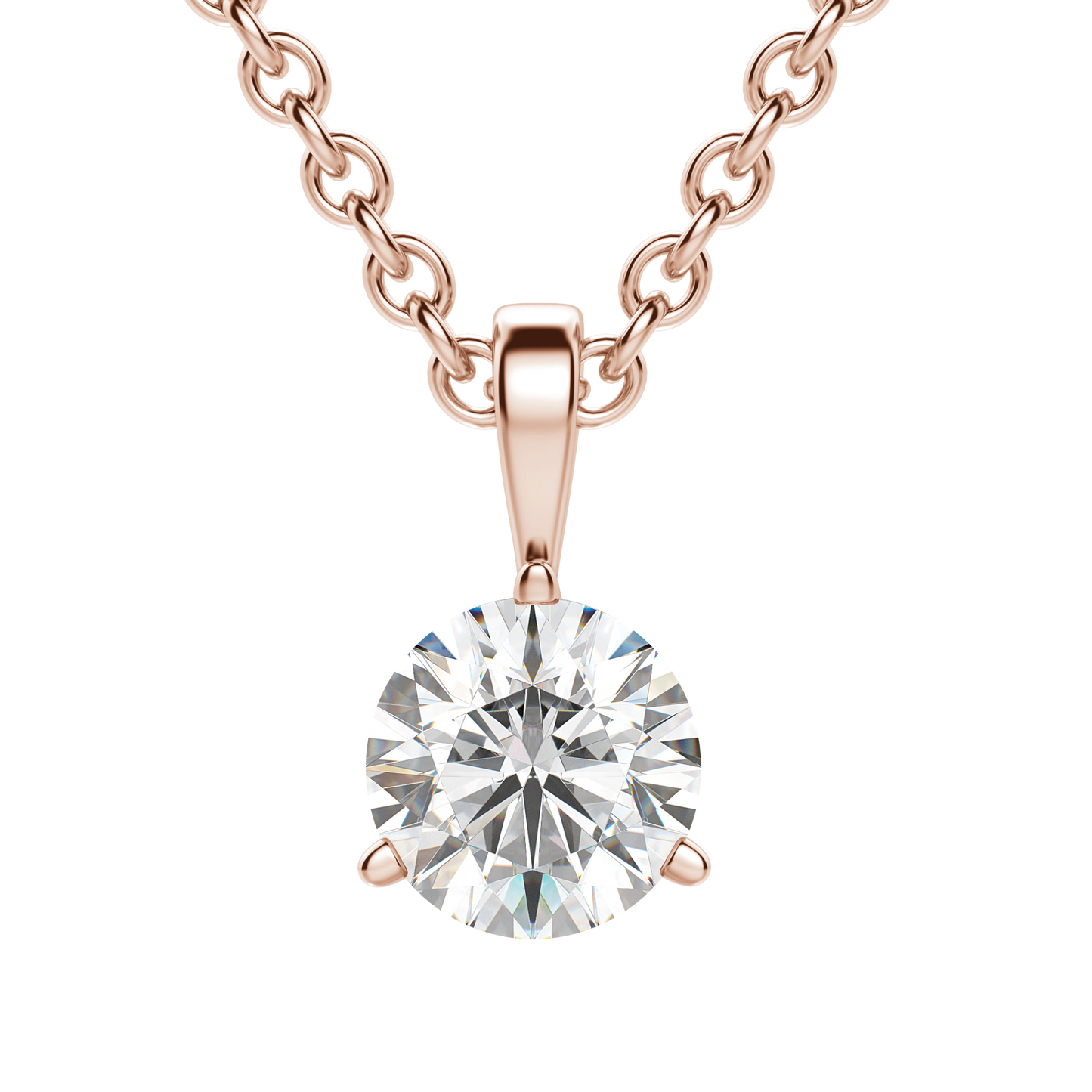 0.25 CT- 0.75 CT Round Solitaire CVD F/VS Diamond Necklace 14