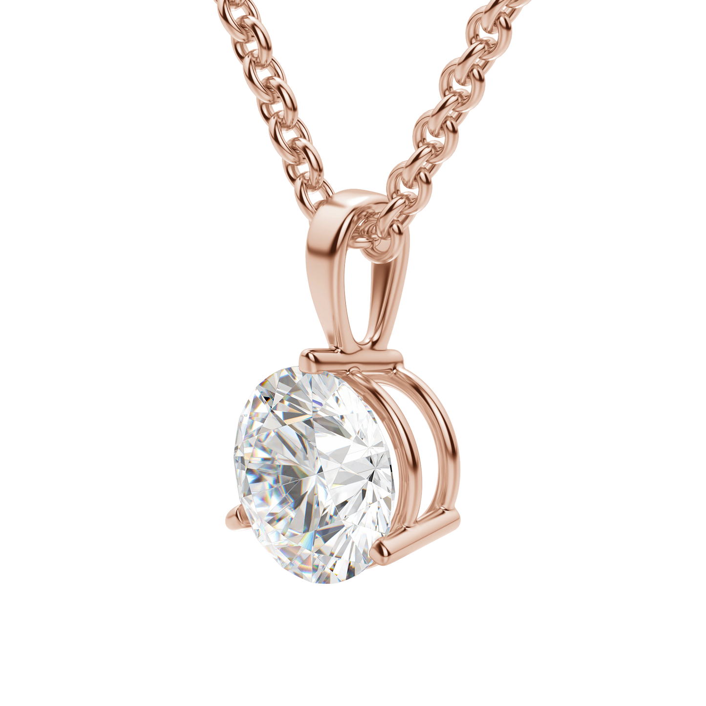 0.25 CT- 0.75 CT Round Solitaire CVD F/VS Diamond Necklace 17