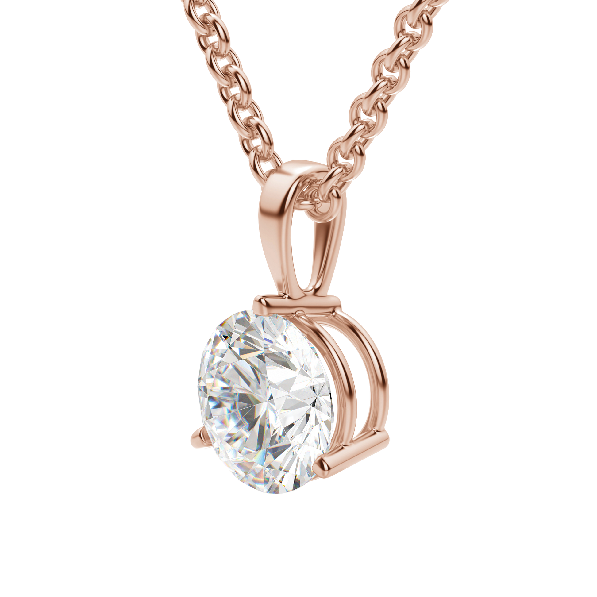 0.25 CT- 0.75 CT Round Solitaire CVD F/VS Diamond Necklace 17