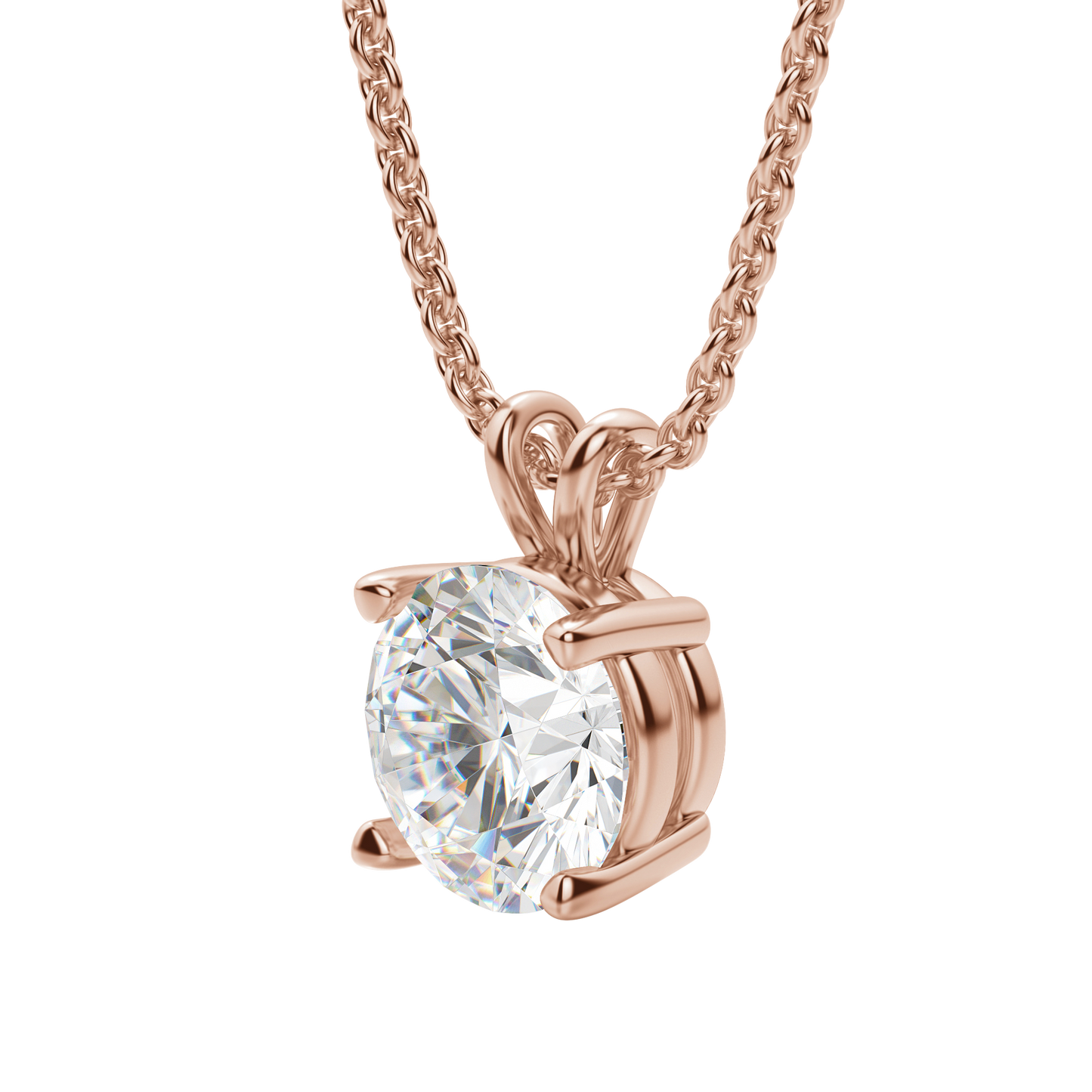 0.25 CT-1.0 CT Round Solitaire CVD F/VS Diamond Necklace 11