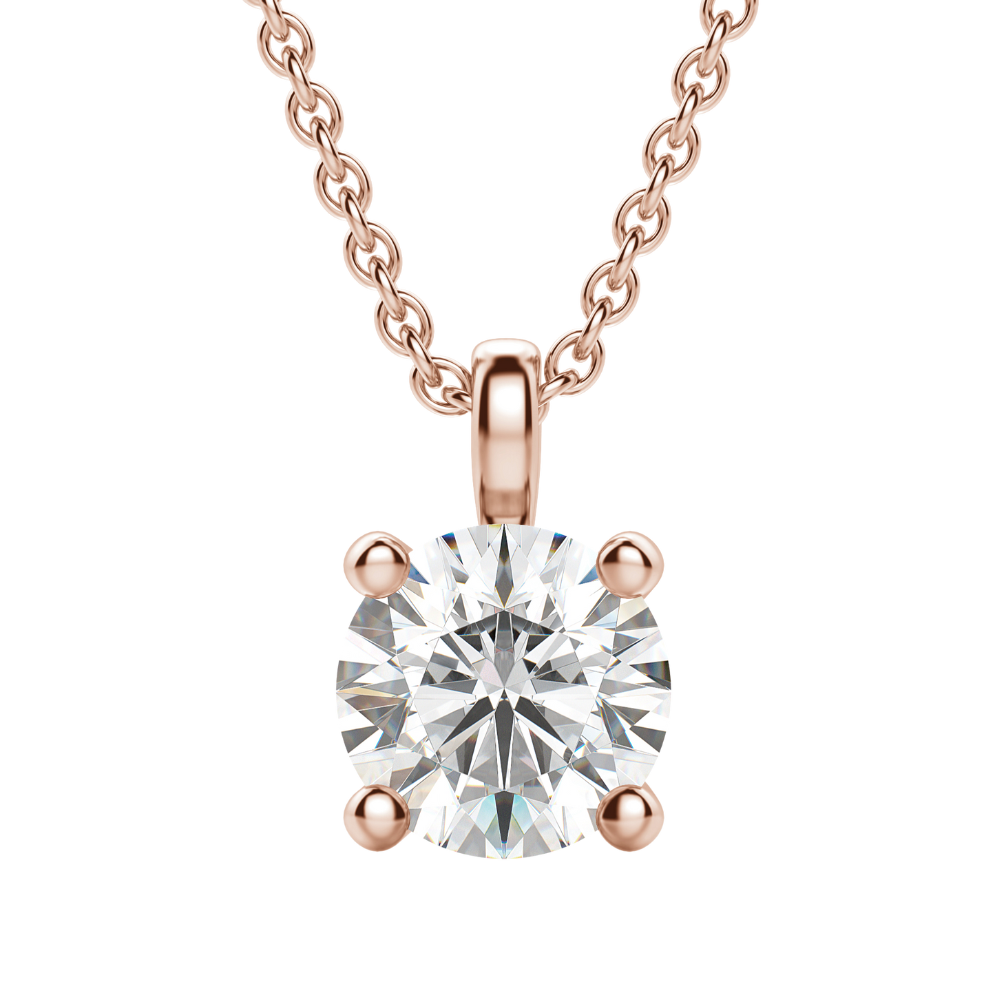 0.25 CT-0.75 CT Round Solitaire CVD F/VS Diamond Necklace 14