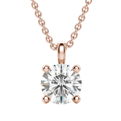 0.25 CT-0.75 CT Round Solitaire CVD F/VS Diamond Necklace 14