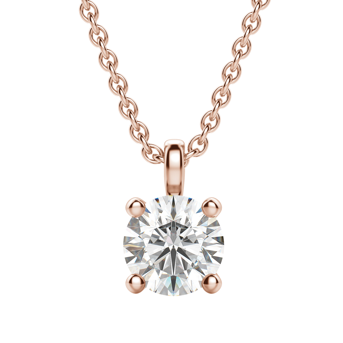 0.25 CT-0.75 CT Round Solitaire CVD F/VS Diamond Necklace 11