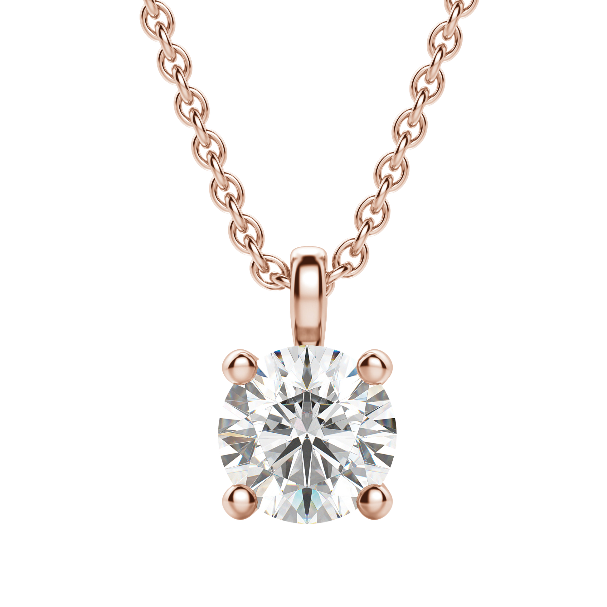 0.25 CT-0.75 CT Round Solitaire CVD F/VS Diamond Necklace 11