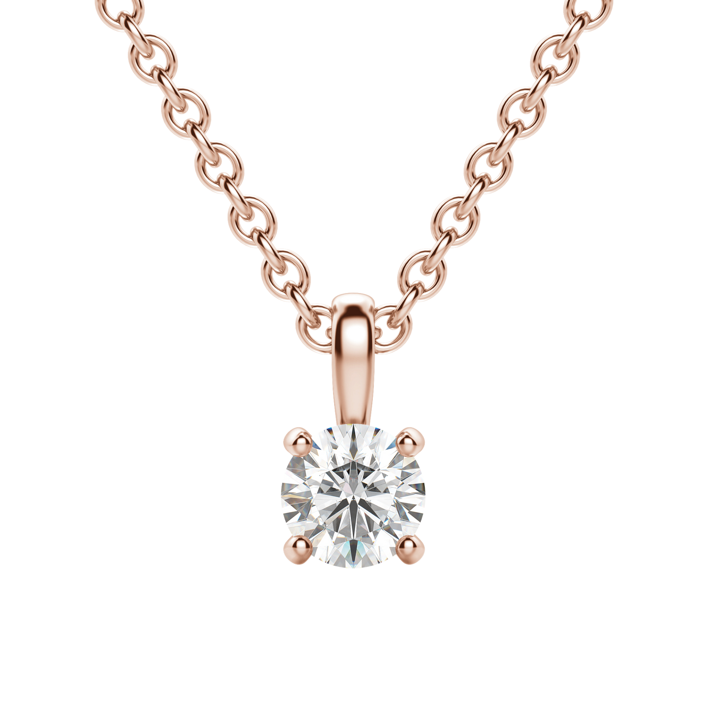 0.25 CT-0.75 CT Round Solitaire CVD F/VS Diamond Necklace 22