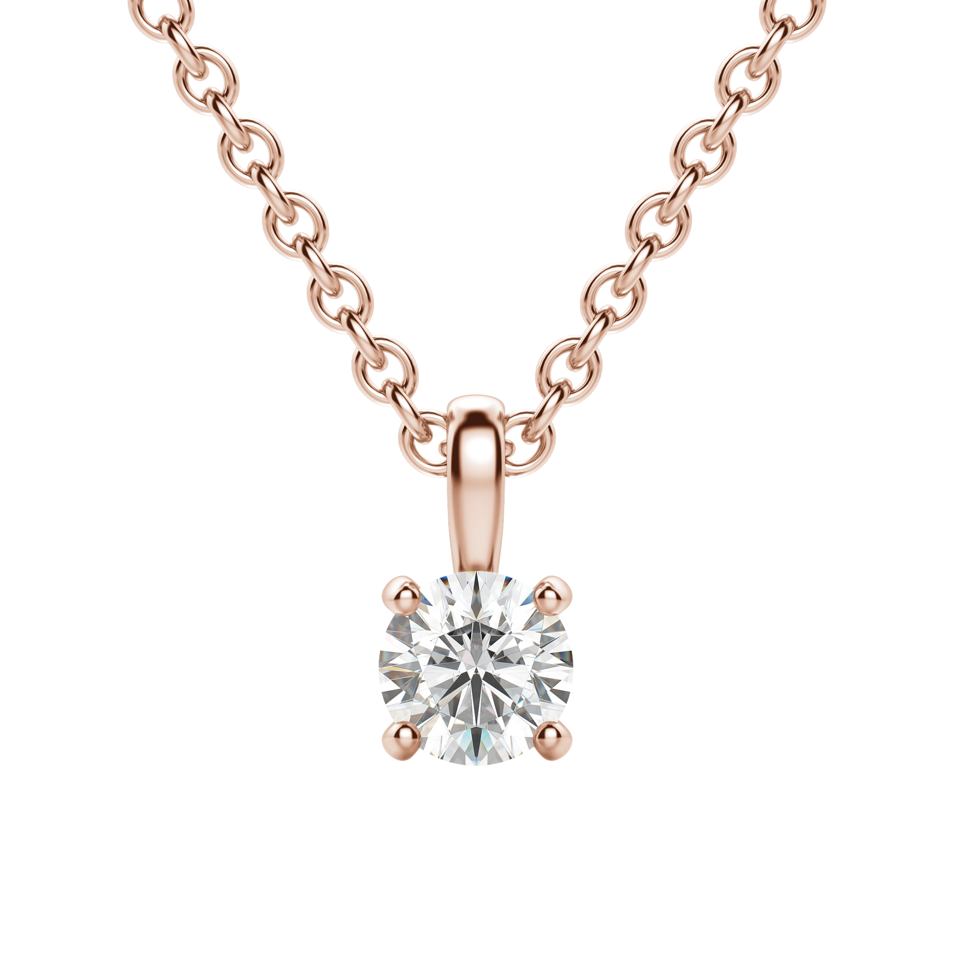 0.25 CT-0.75 CT Round Solitaire CVD F/VS Diamond Necklace 22